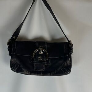Coach Black Shoulder Bag with Silver-Tone Buckle